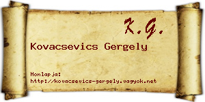 Kovacsevics Gergely névjegykártya